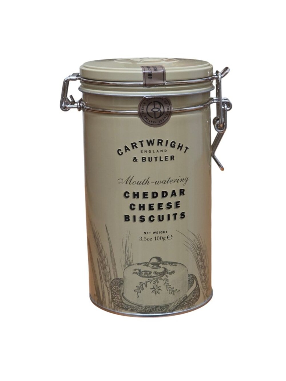 Cartwright & Butler Cheddar Cheese Biscuits Empty Tin 3.5" x 7"